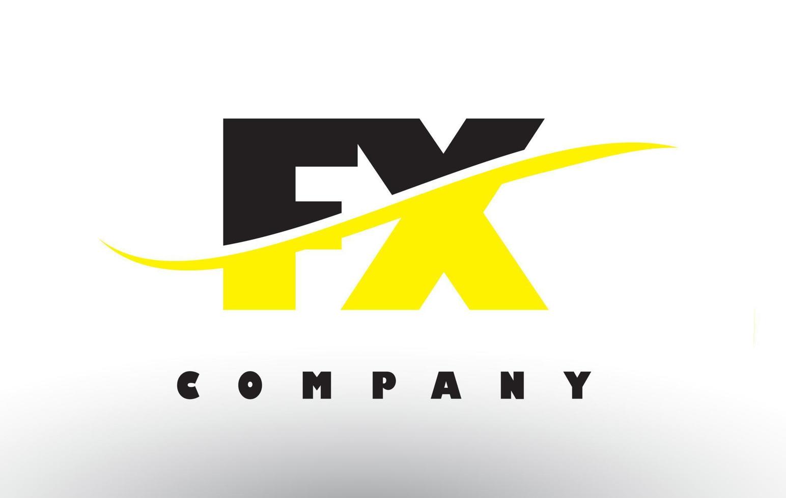 fx fx zwart en geel letterlogo met swoosh. vector