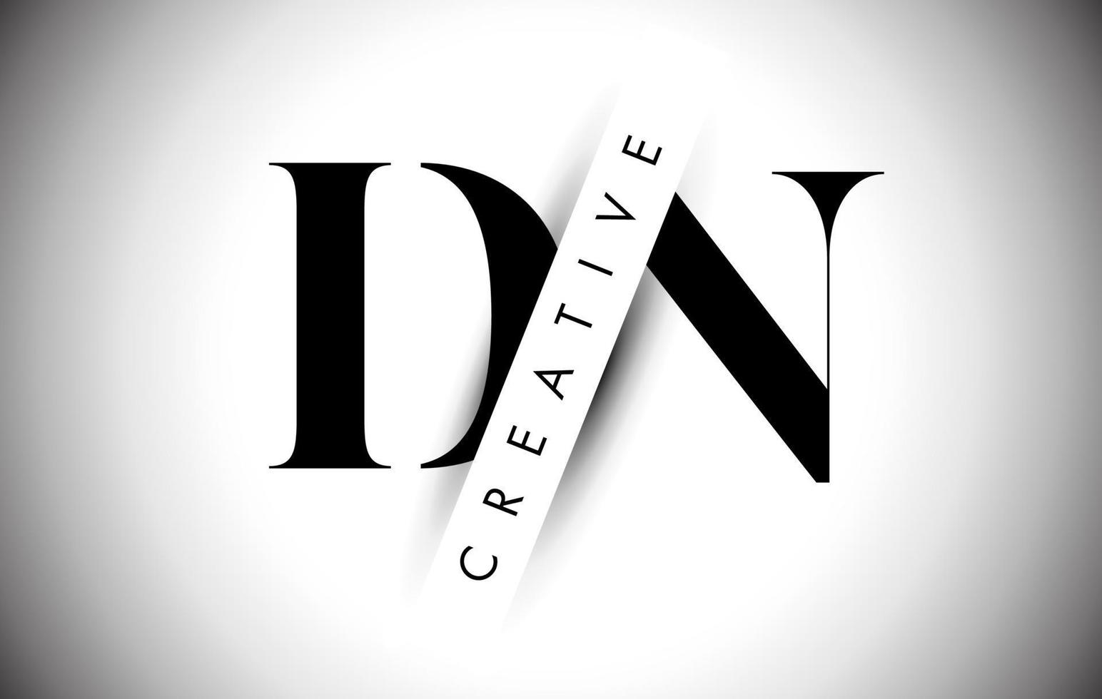 dn dn letter-logo met creatieve schaduwsnede en gelaagd tekstontwerp. vector