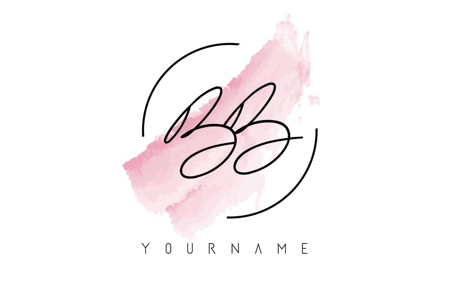 bb b brieven logo met pastel aquarel acquarella penseelstreek vector