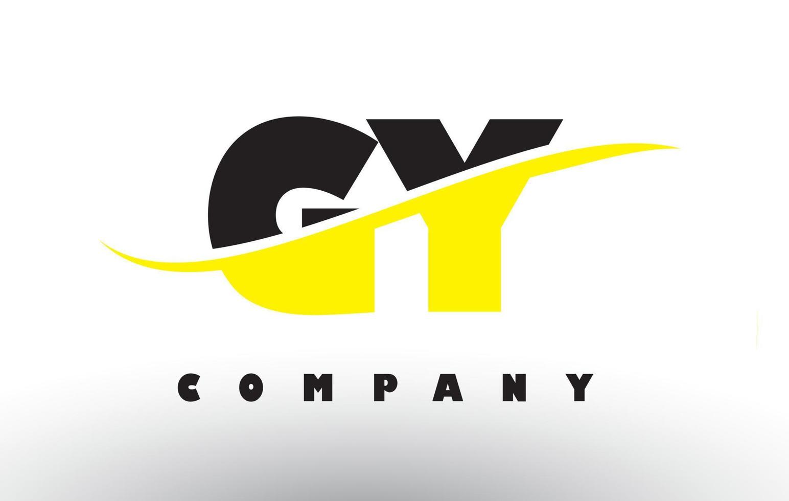 gy gy zwart en geel letterlogo met swoosh. vector