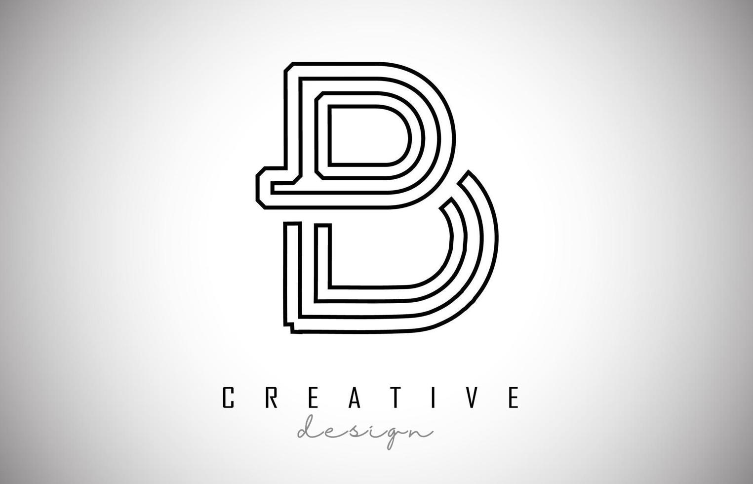 b brief logo monogram vector ontwerp. creatieve b letterpictogram met zwarte lijnen