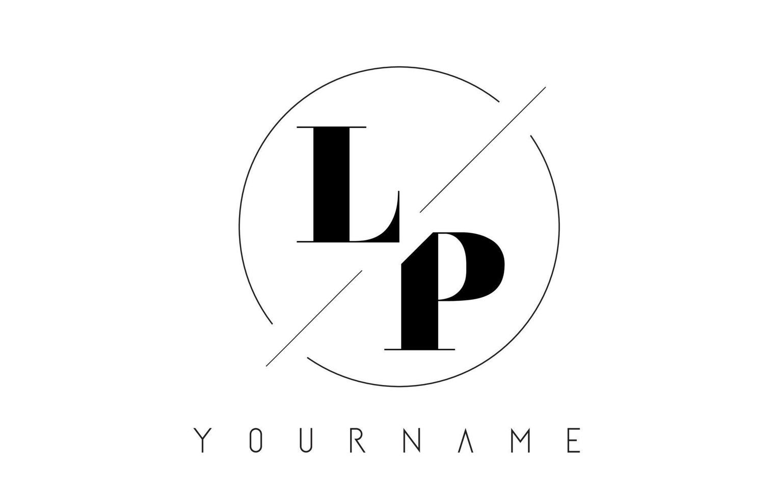 lp-letterlogo met gesneden en doorsneden ontwerp vector