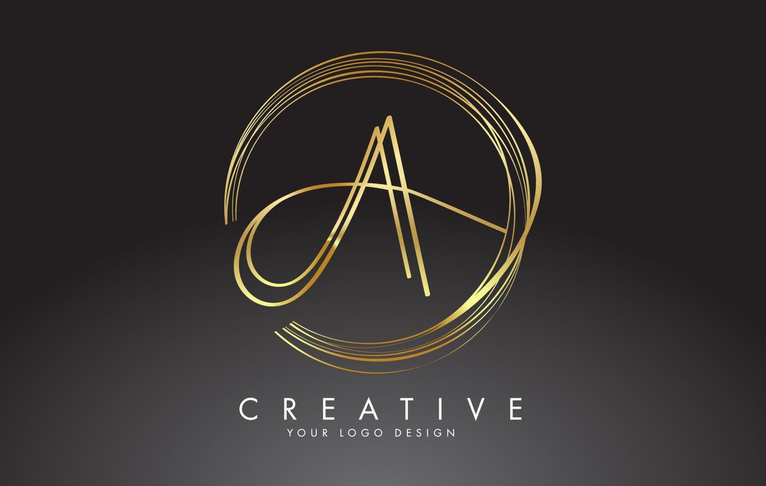 goud handgeschreven aa letters logo met een minimalistisch design. aa-pictogram met cirkelvormige gouden cirkels. vector