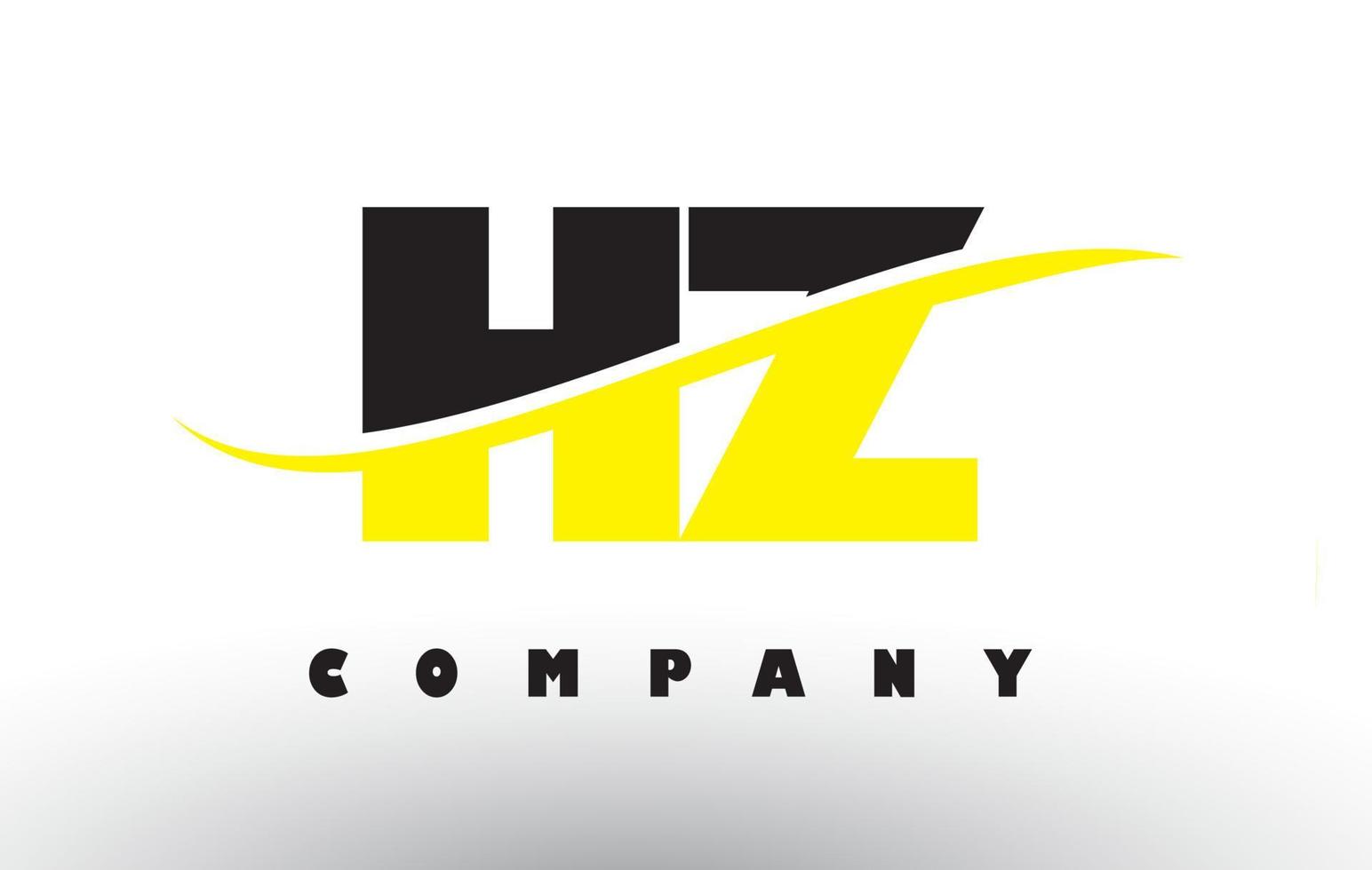 hz hz zwart en geel letterlogo met swoosh. vector