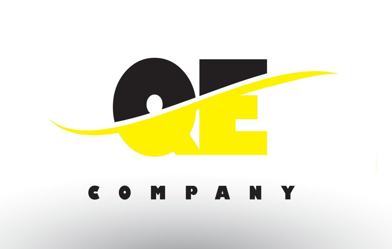 qe qe zwart en geel letterlogo met swoosh. vector