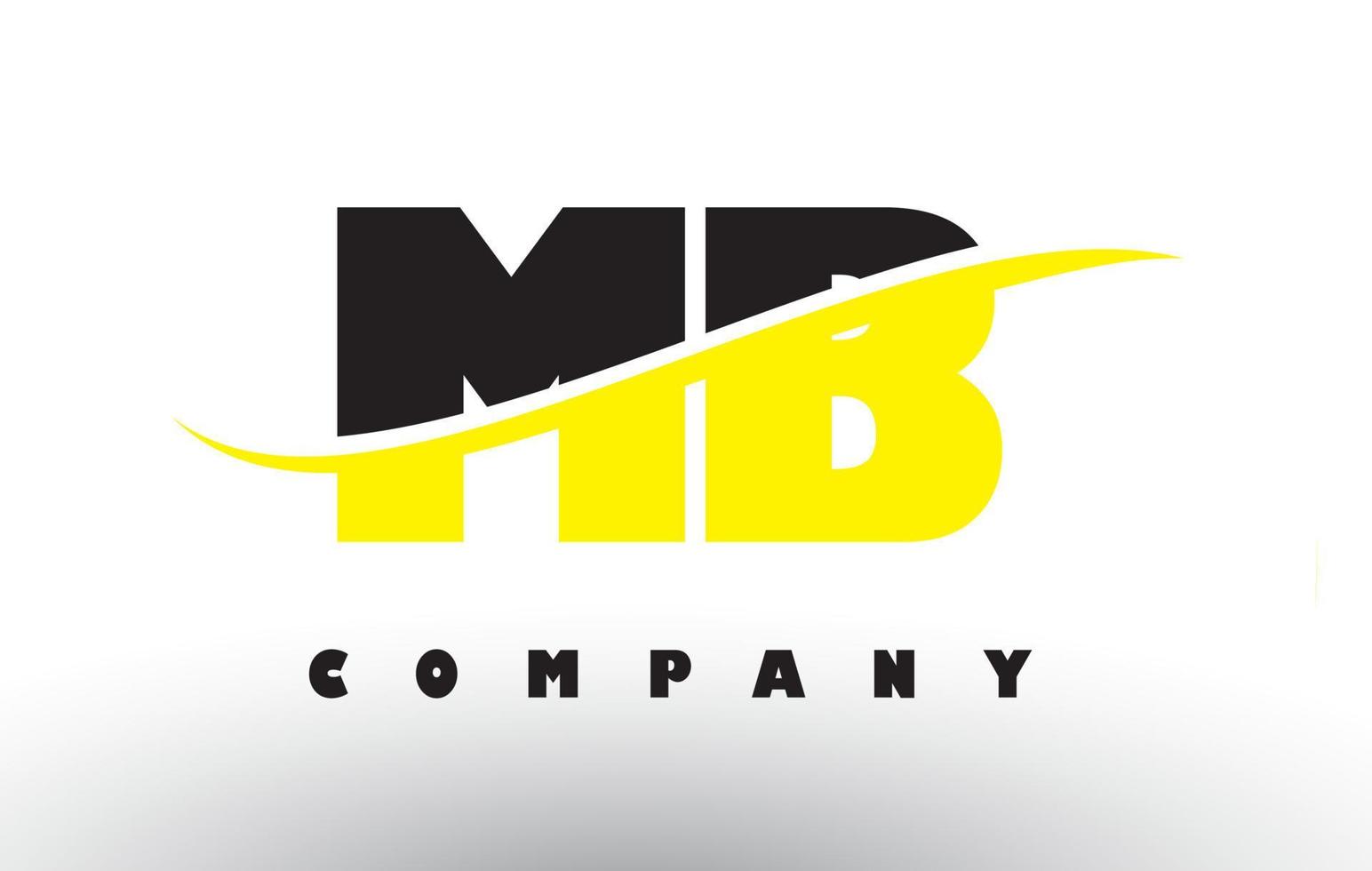 mb mb zwart en geel letterlogo met swoosh. vector