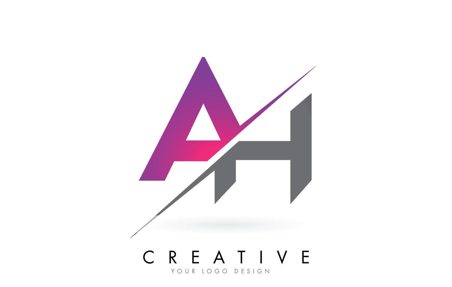 ah ah letterlogo met colorblock-ontwerp en creatieve snit. vector