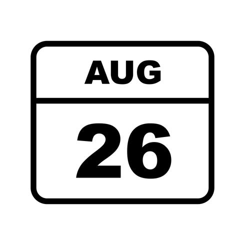 26 augustus Datum op een eendaagse kalender vector