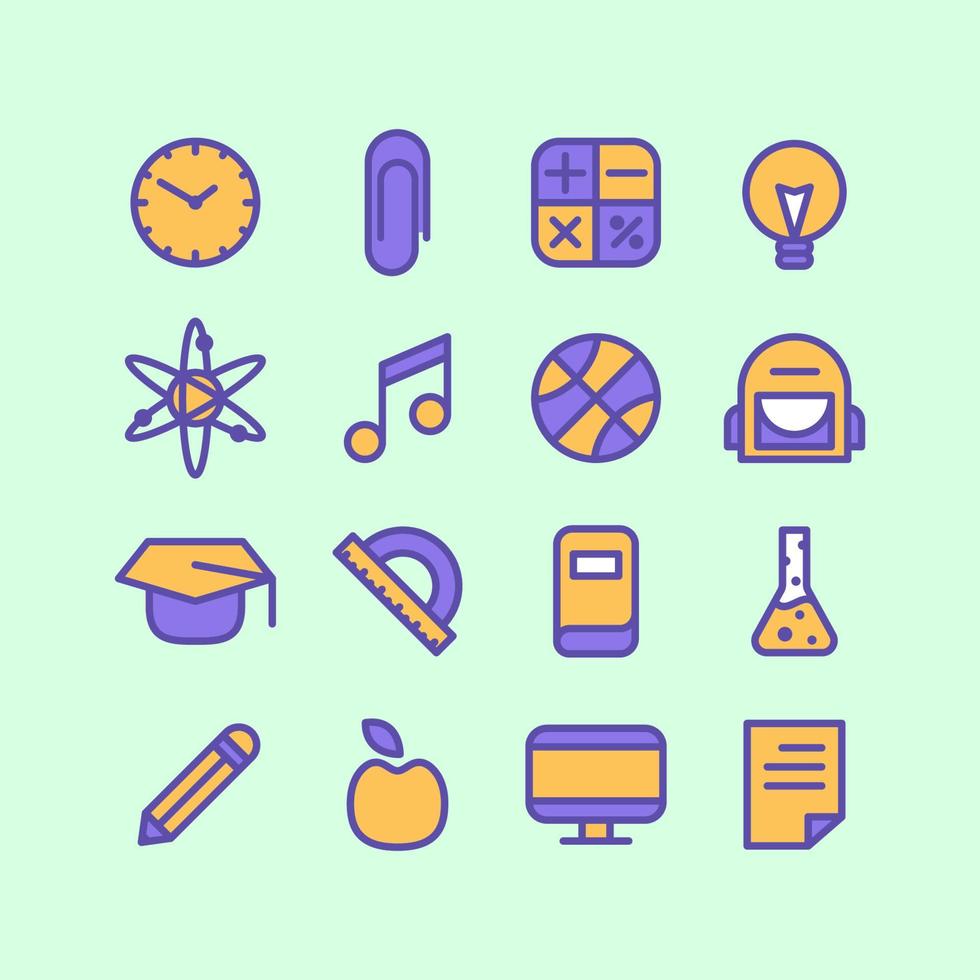 terug naar school iconen collectie vector