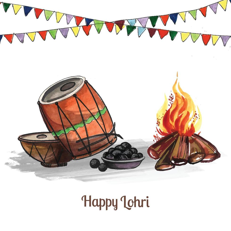 gelukkige lohri-vakantieachtergrond voor punjabi-festivalvector vector