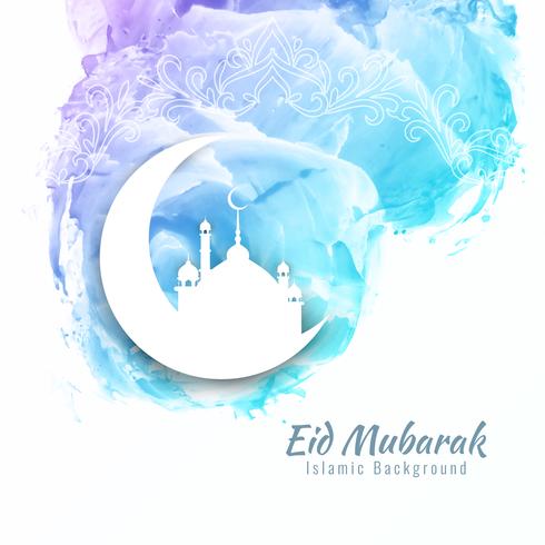 Abstract Eid Mubarak-waterverfontwerp als achtergrond vector