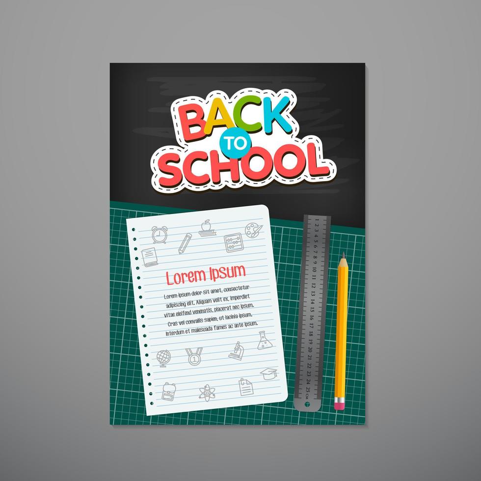 terug naar school poster sjabloon, vectorillustratie vector