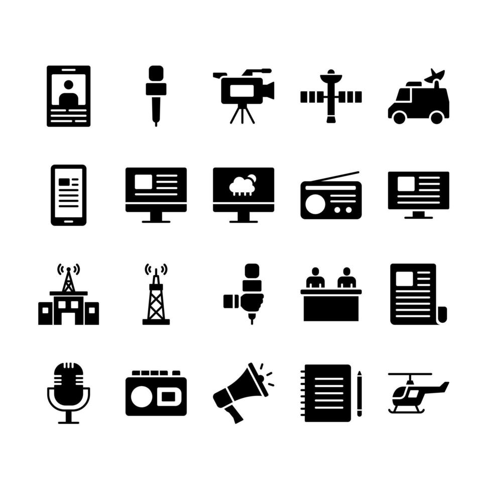 media glyph pictogramstijl ontwerpsjabloon vector