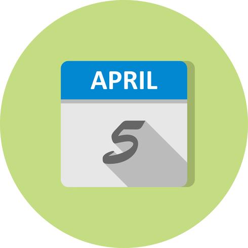 5 april Datum op een eendaagse kalender vector