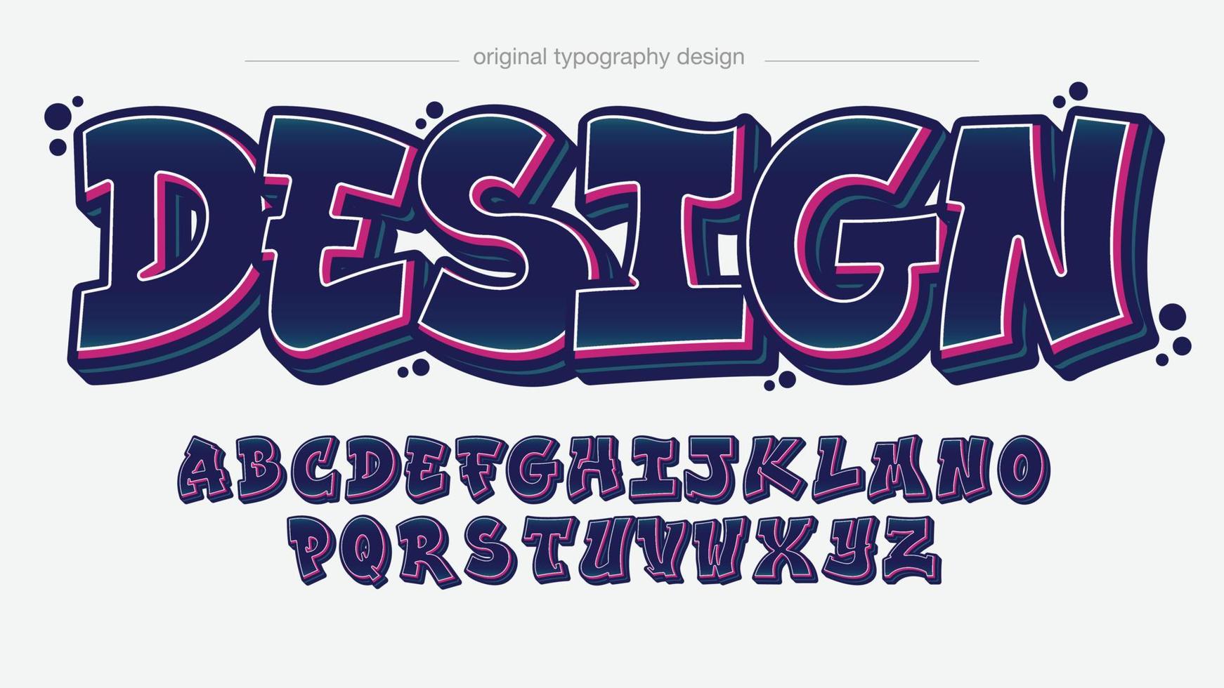 donkerblauwe en roze graffiti-typografie in hoofdletters vector