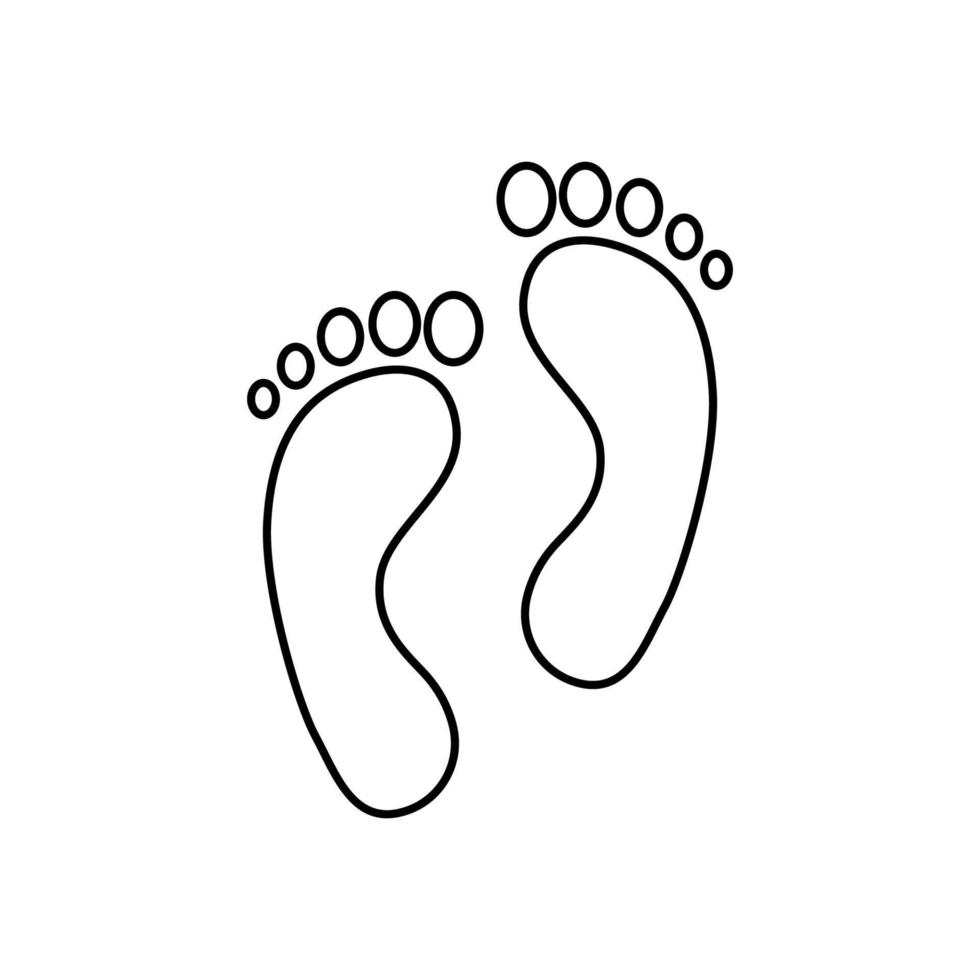 menselijke voetafdruk. twee afdrukken van blote voeten. zwarte omtrek. vector pictogram geïsoleerd op een witte achtergrond.