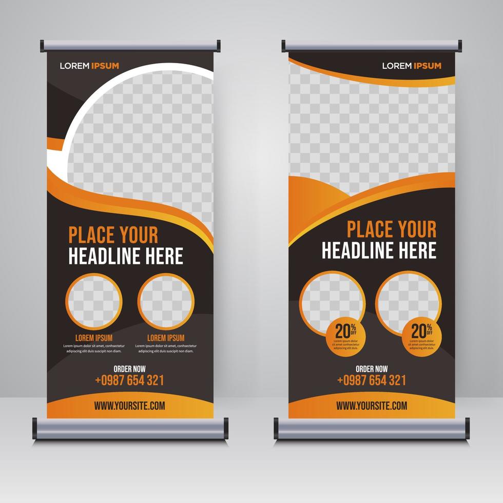 eten en restaurant roll-up banner ontwerpsjabloon vector