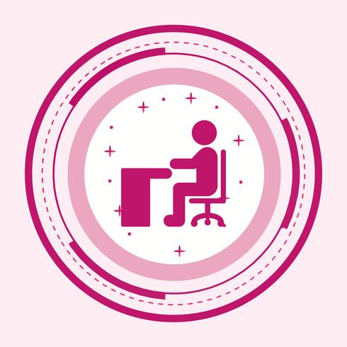 Zittend op bureau pictogram ontwerp vector