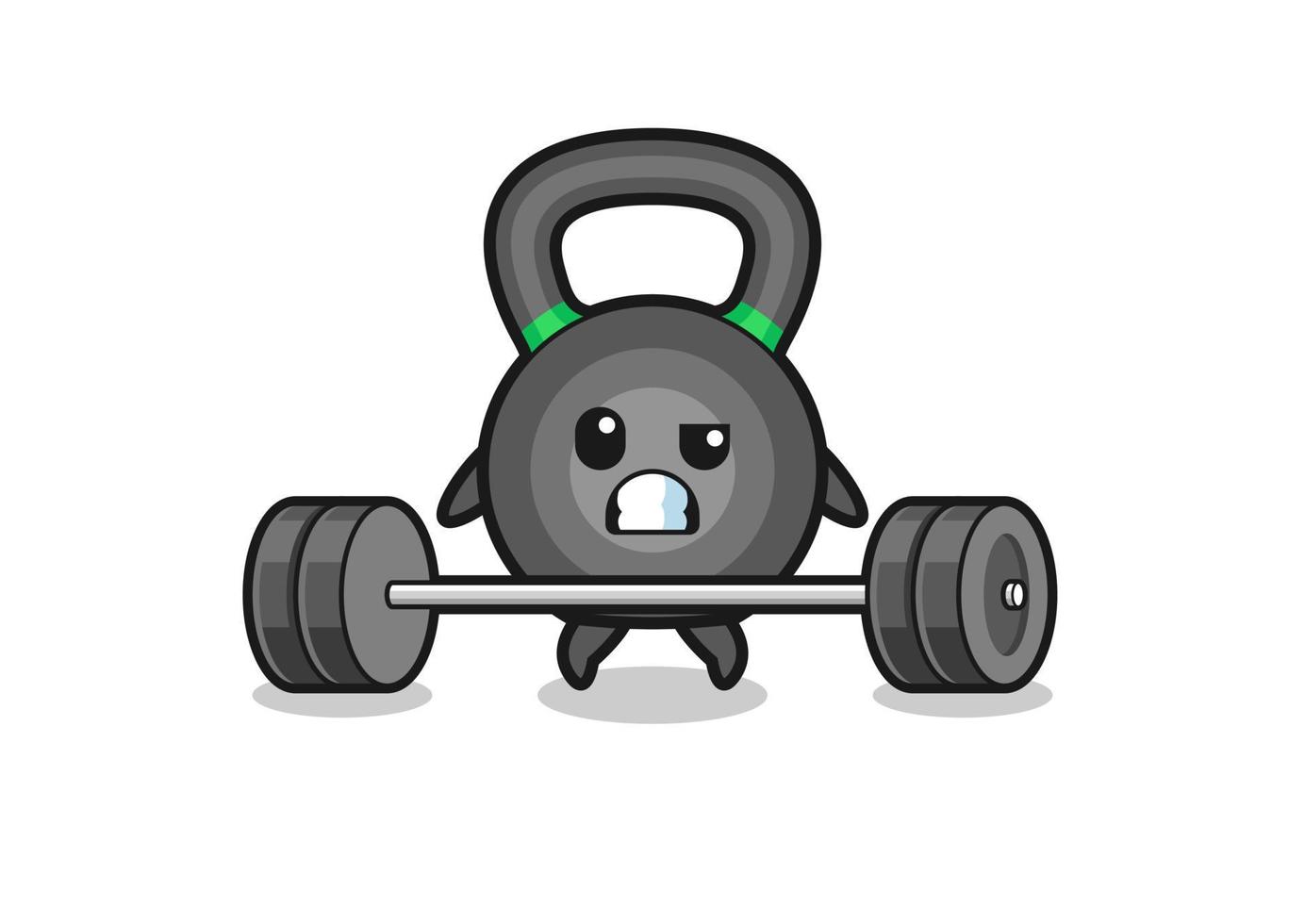 cartoon van kettlebell die een barbell optilt vector