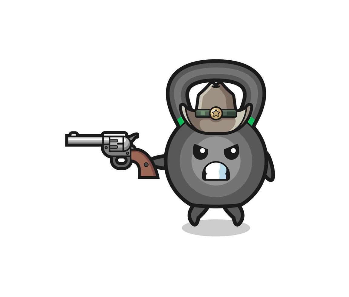 de kettlebell-cowboy die met een pistool schiet vector