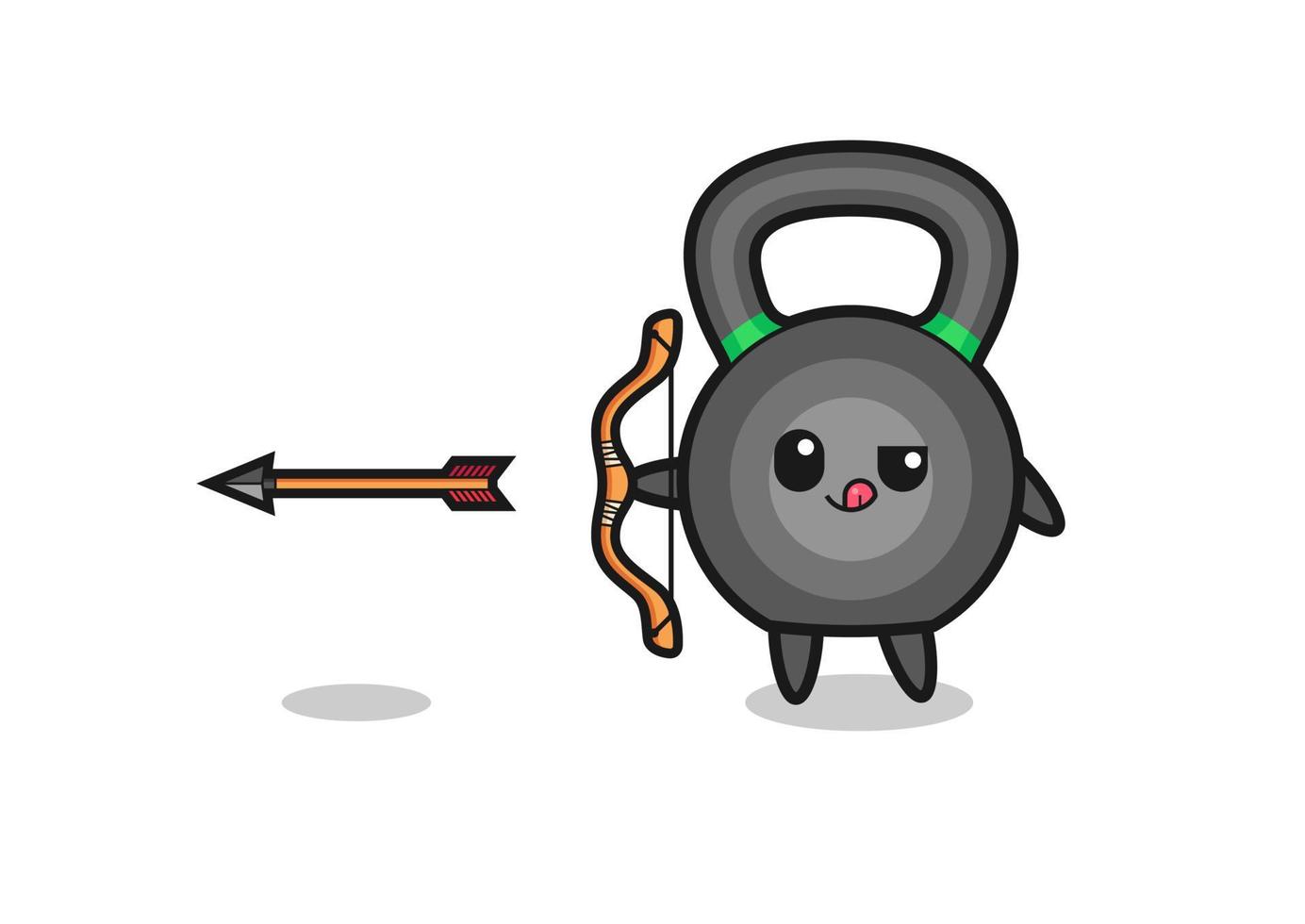 illustratie van kettlebell-personage dat boogschieten doet vector