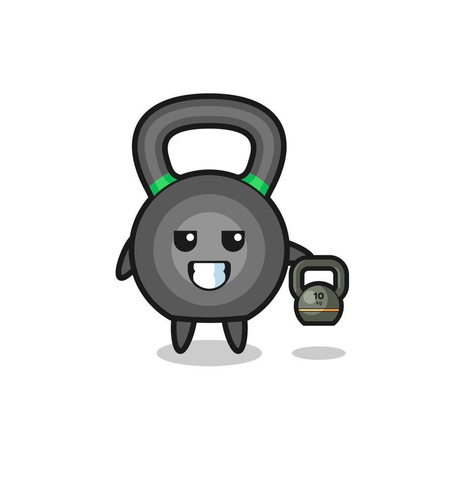 kettlebell-mascotte die kettlebell opheft in de sportschool vector