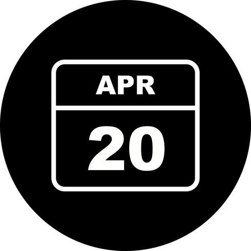 20 april Datum op een eendaagse kalender vector