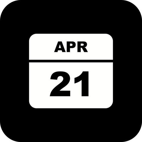 21 april Datum op een eendaagse kalender vector