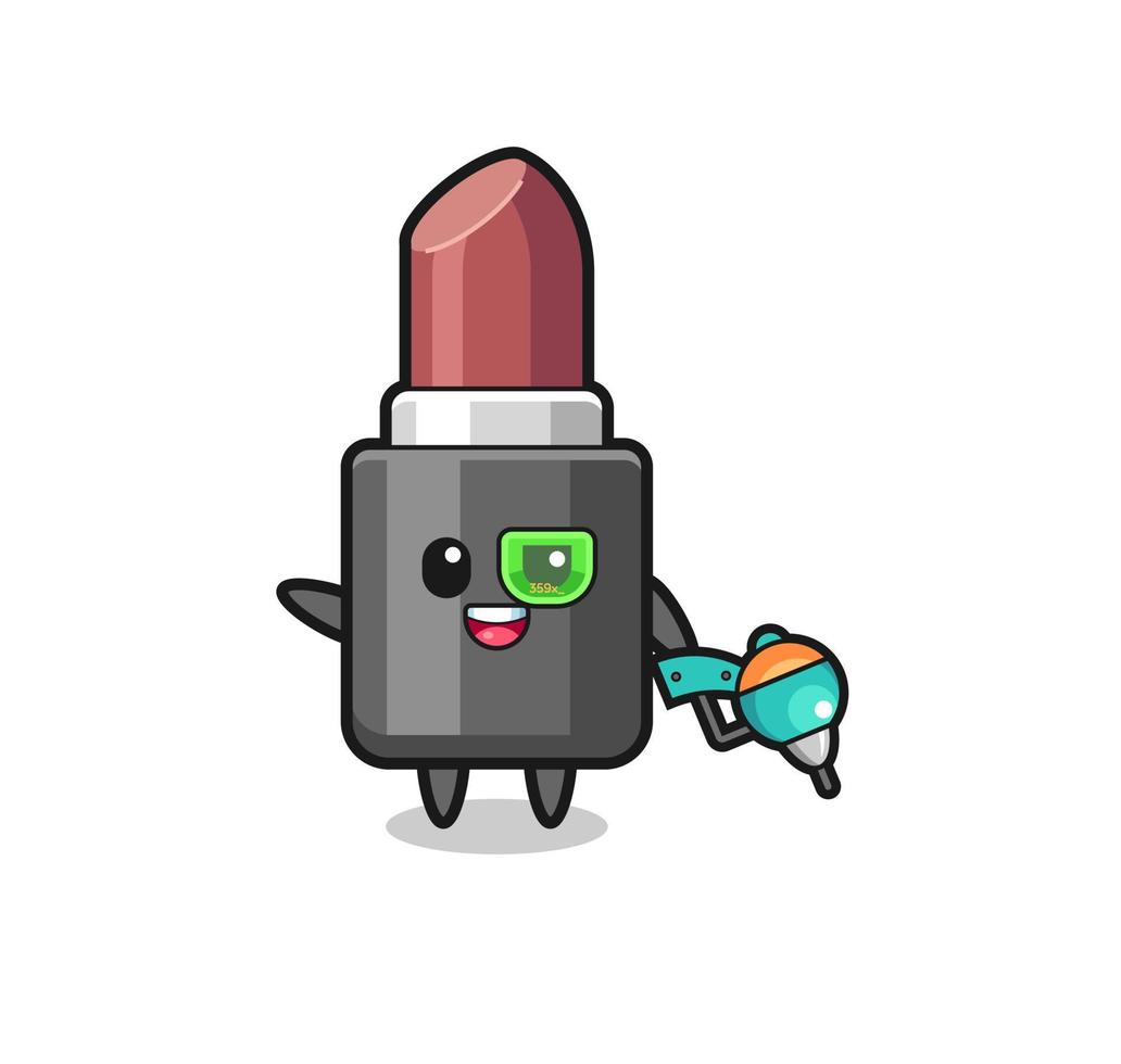 lippenstiftcartoon als toekomstige krijgermascotte vector