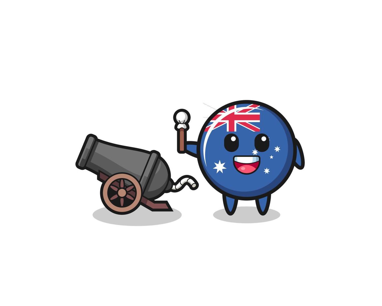 schattige Australische vlag schieten met kanon vector
