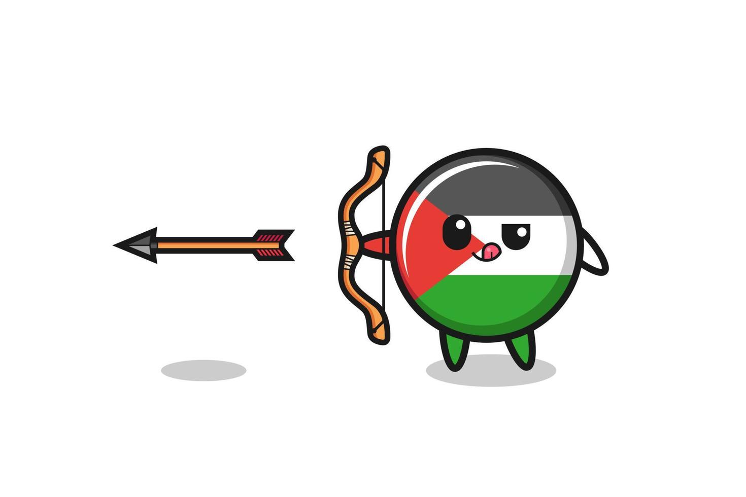 illustratie van het karakter van de Palestijnse vlag die boogschieten doet vector