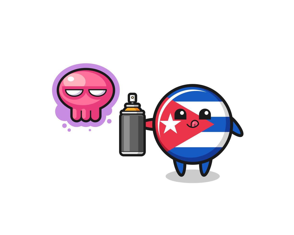 Cuba vlag cartoon maak een graffiti met een spuitbus vector