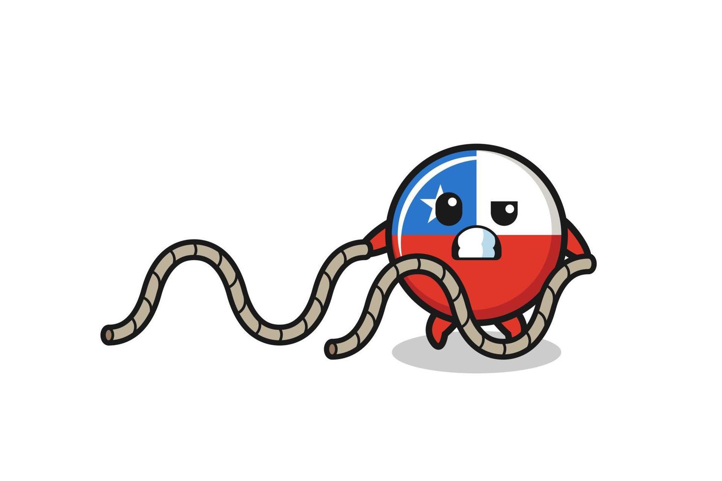 illustratie van de vlag van Chili die battle rope workout doet vector