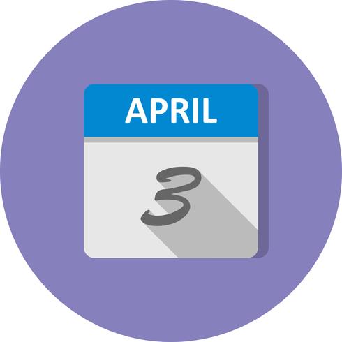 3 april Datum op een dagkalender vector