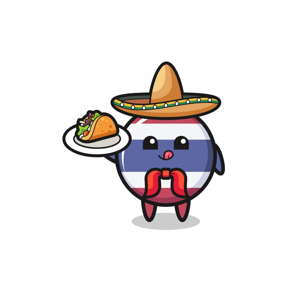 Thaise vlag Mexicaanse chef-kok mascotte met een taco vector