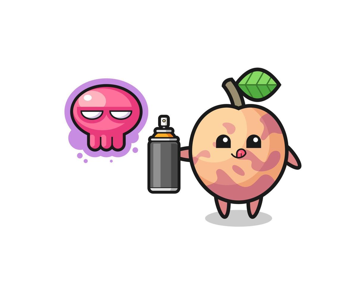 pluot fruit cartoon maak een graffiti met een spuitbus vector