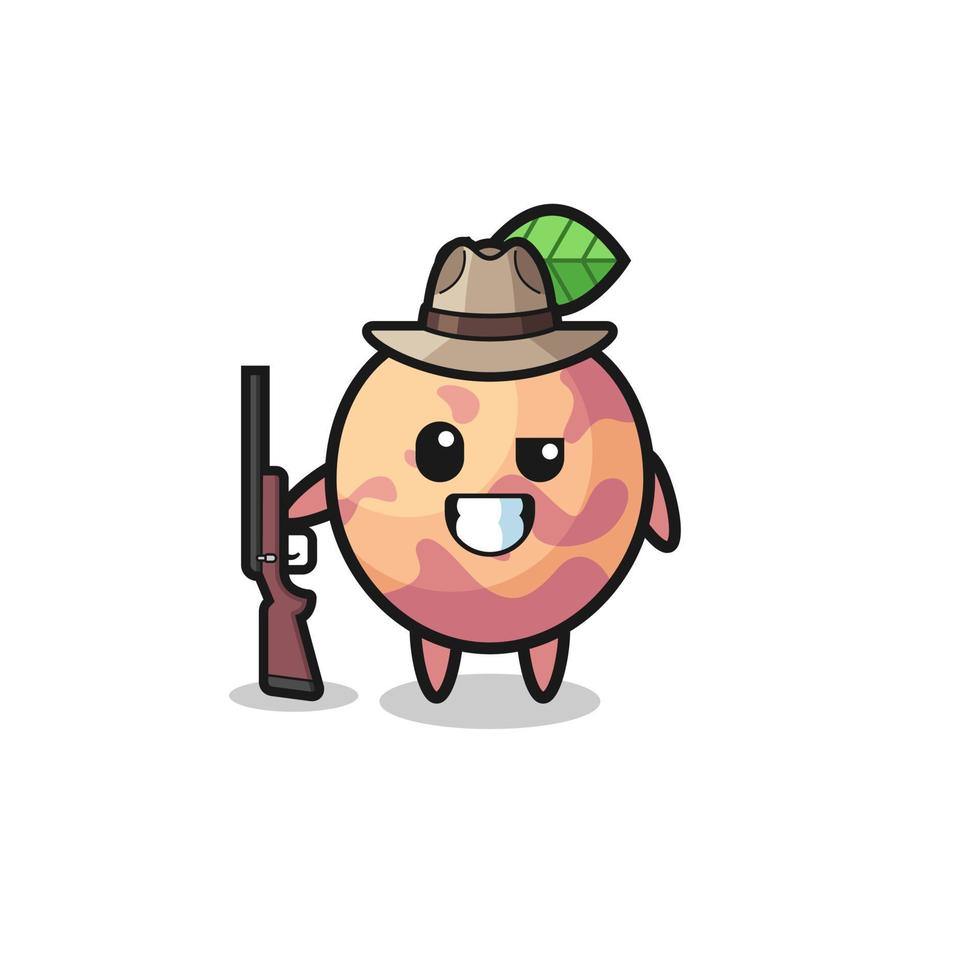 Pluot fruitjager mascotte met een pistool vector