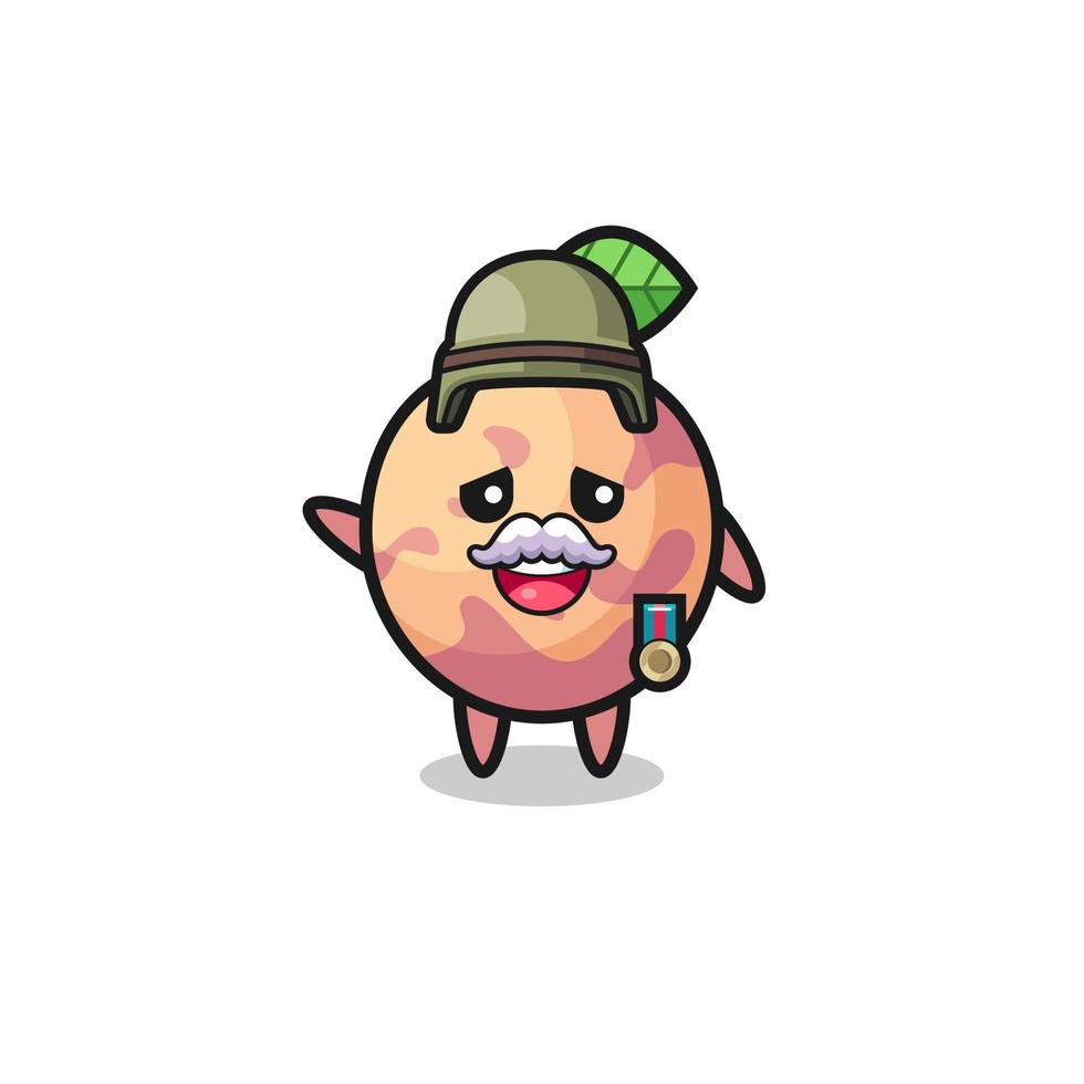 schattig pluot fruit als veteraan cartoon vector