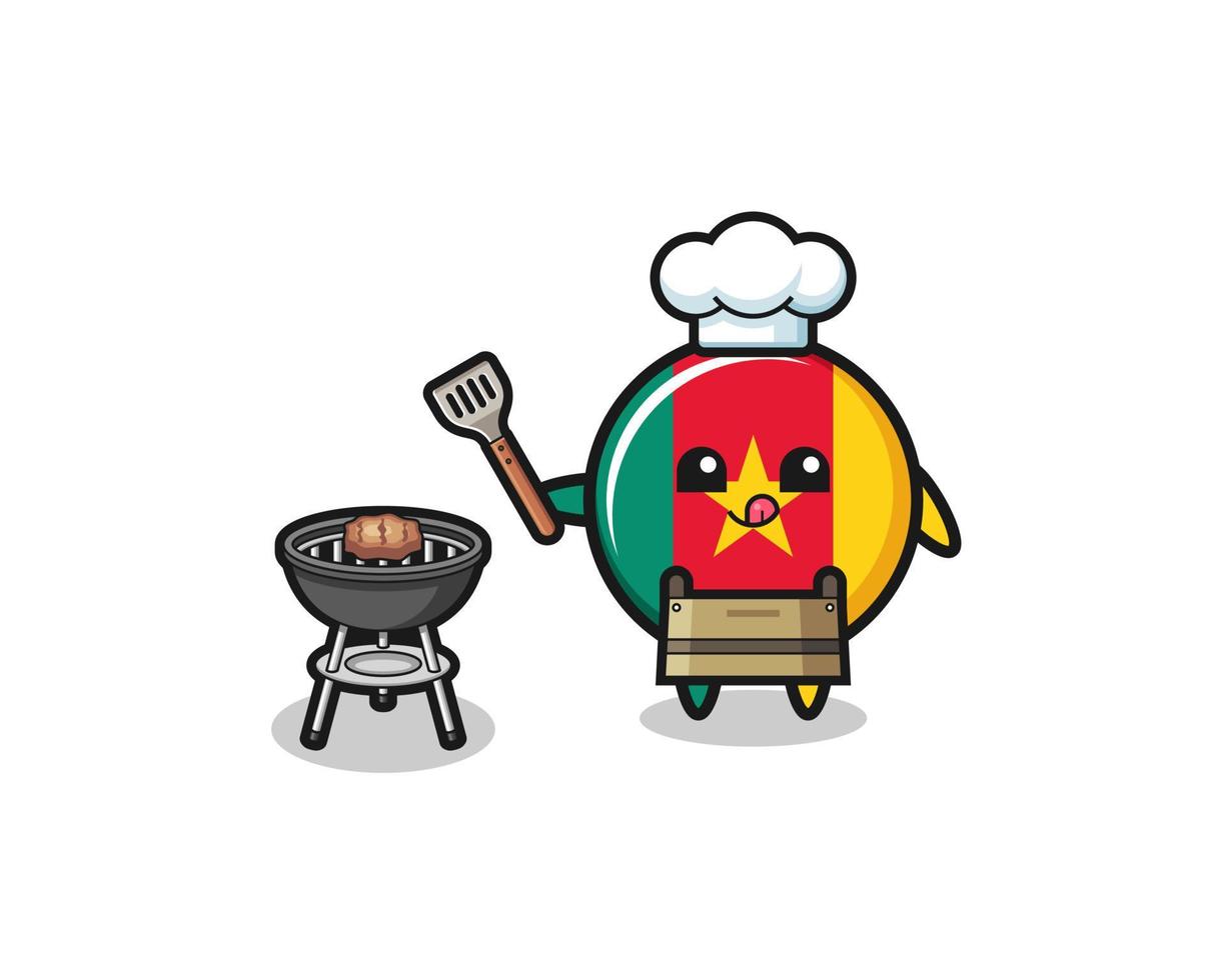 Kameroen Vlag Barbecue Chef Met Een Grill vector