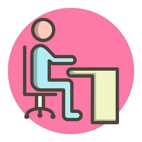 Zittend op bureau pictogram ontwerp vector