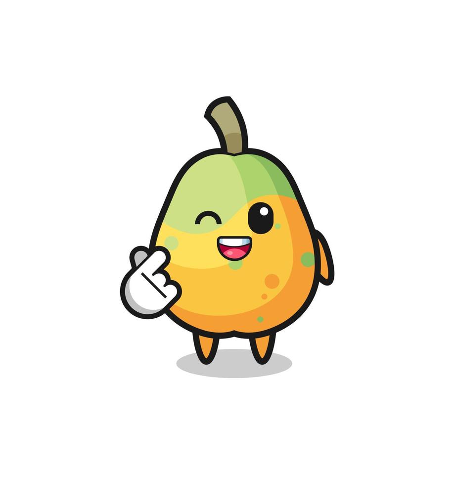papaya karakter doet koreaans vingerhart vector