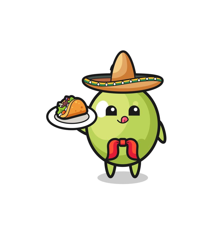 olijf Mexicaanse chef-kok mascotte met een taco vector