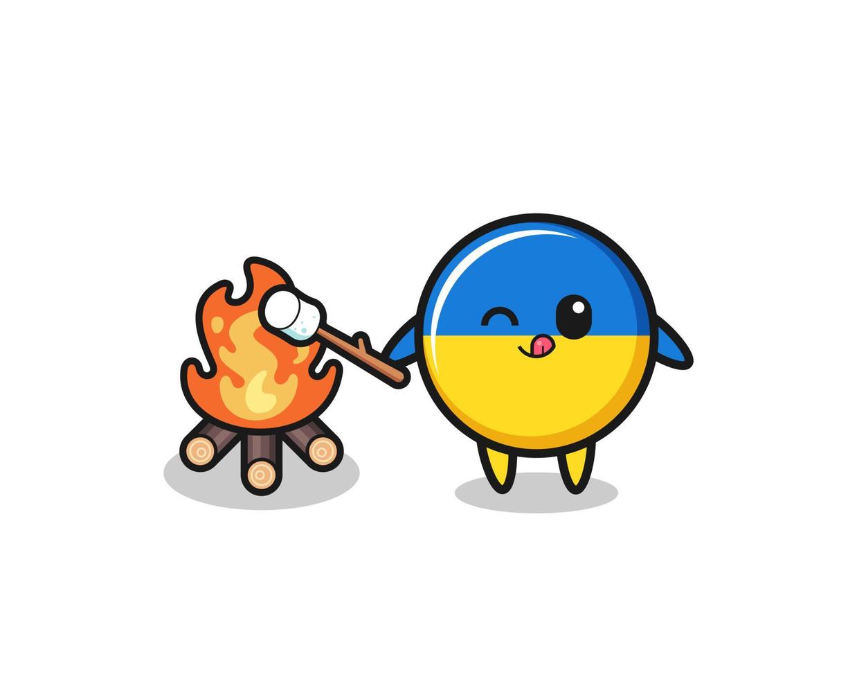 Oekraïne vlag karakter brandt marshmallow vector