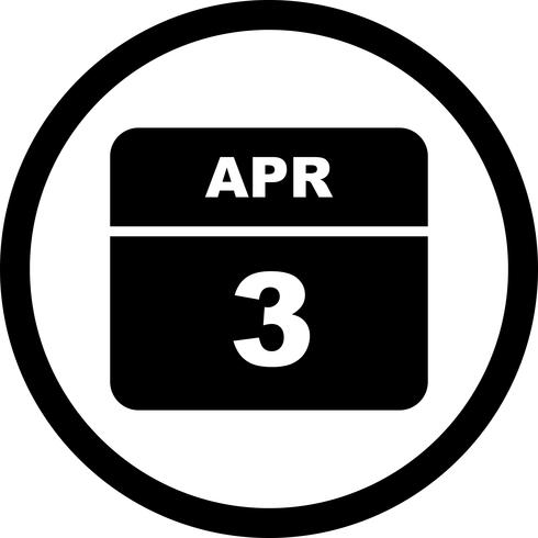 3 april Datum op een dagkalender vector