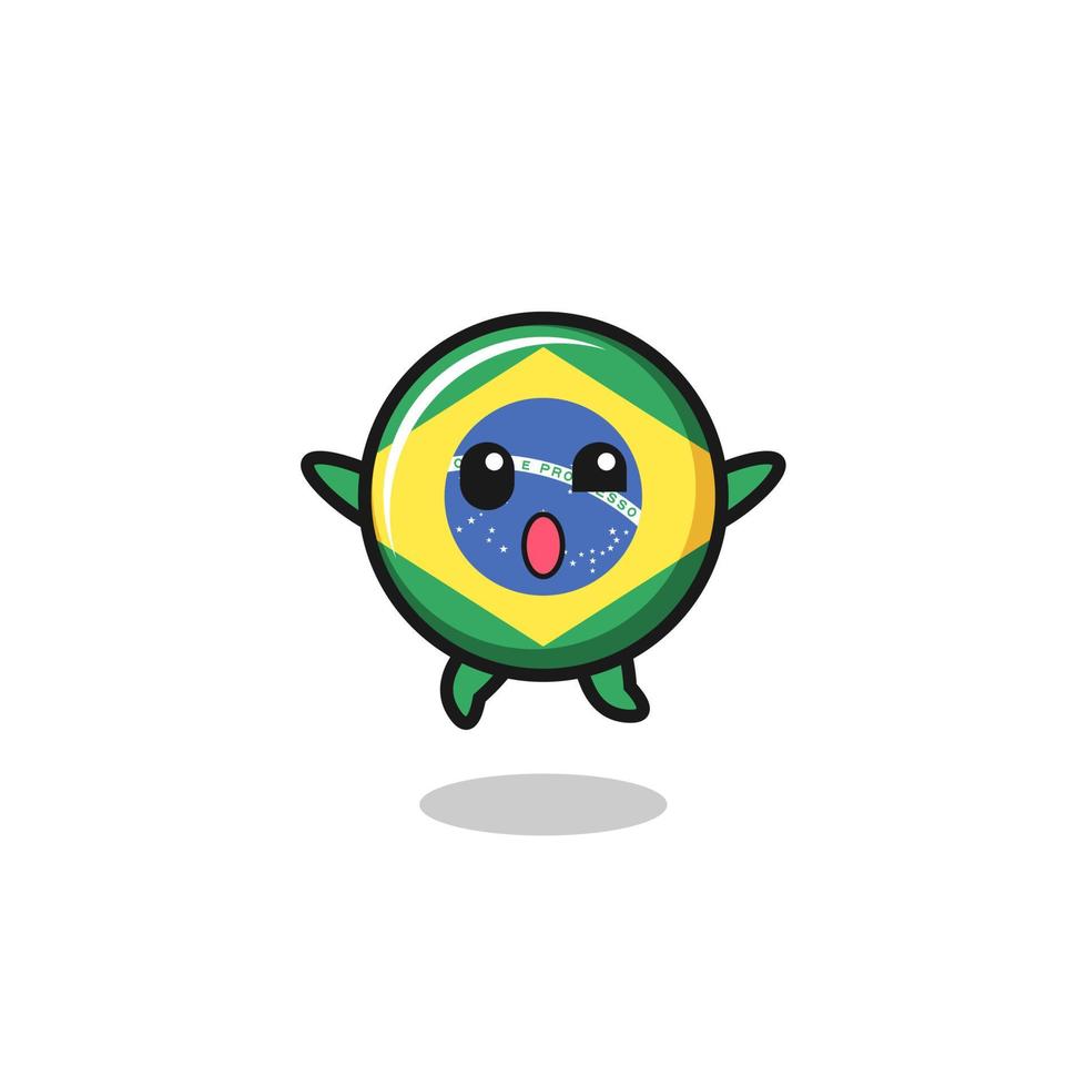 Braziliaanse vlag karakter springt gebaar vector