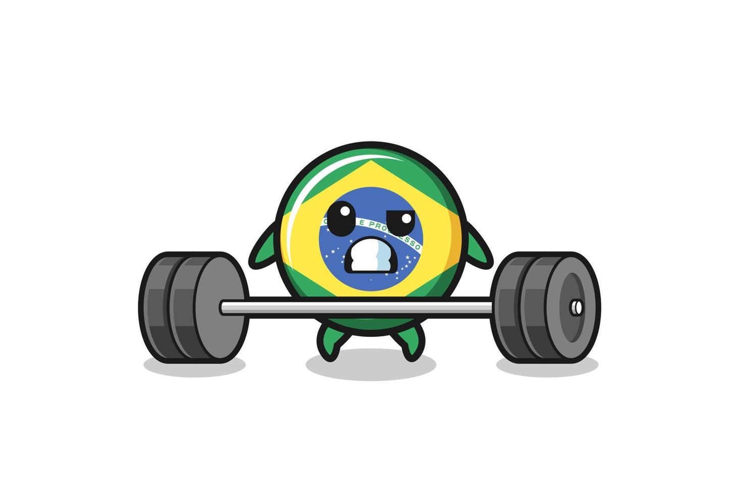 cartoon van braziliaanse vlag die een halter opheft vector