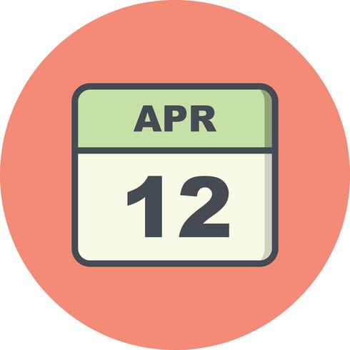 12 april Datum op een eendaagse kalender vector