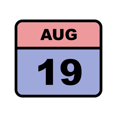 19 augustus Datum op een eendaagse kalender vector