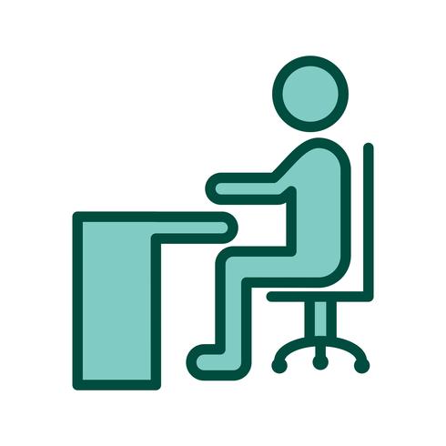 Zittend op bureau pictogram ontwerp vector