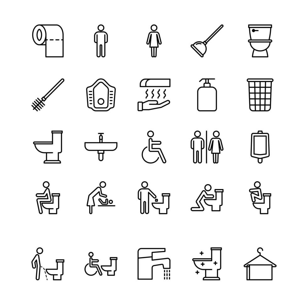 set van toilet teken overzicht icon set vector